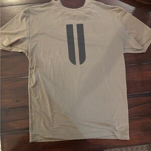 NOBULL Men's Beige T-Shirt with Black Graphic